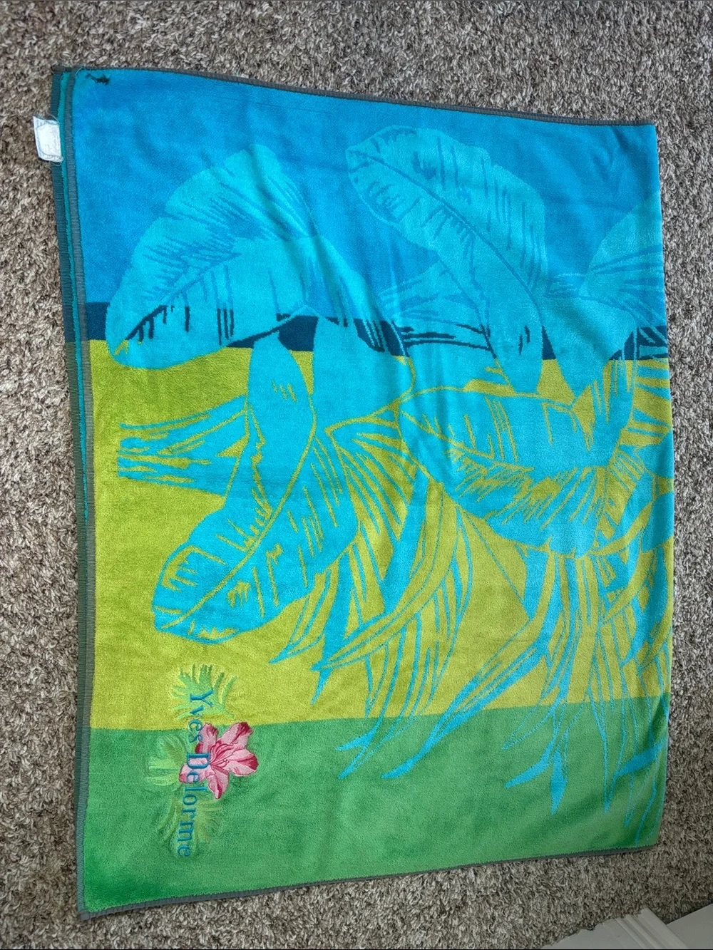 Yves Delorme Green & Turquoise Palm Beach Towel